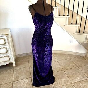 Vintage Y2K Jessica McClintock Gunne Sax Formal Maxi Dress Sz 6 Metallic Purple